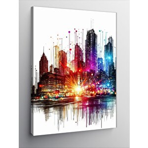Kanvas Tablo Renkli Şehir Manzarası 100x140 cm