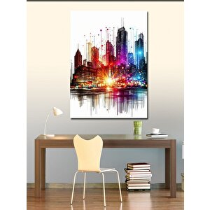 Kanvas Tablo Renkli Şehir Manzarası 100x140 cm