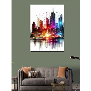 Kanvas Tablo Renkli Şehir Manzarası 100x140 cm