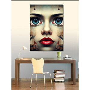 Kanvas Tablo Renkli Gözlü Kadın 70x100 cm