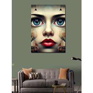Kanvas Tablo Renkli Gözlü Kadın 70x100 cm