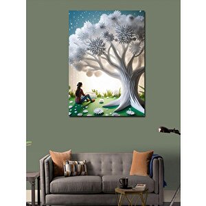 Kanvas Tablo Ay Işığında Ağaç 100x140 cm