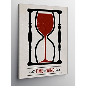 Kanvas Tablo Time & Wine Kum Saati 100x140 cm