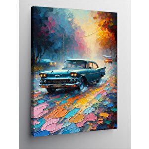 Kanvas Tablo Renkli Sokak Ve Klasik Araba 100x140 cm