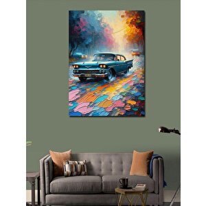 Kanvas Tablo Renkli Sokak Ve Klasik Araba 100x140 cm