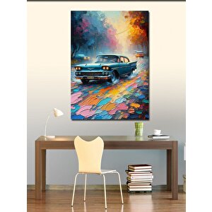 Kanvas Tablo Renkli Sokak Ve Klasik Araba 70x100 cm