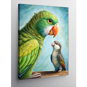 Kanvas Tablo Papağan Ve Muhabbet Kuşu 70x100 cm