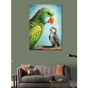 Kanvas Tablo Papağan Ve Muhabbet Kuşu 70x100 cm