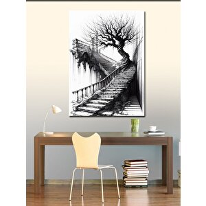 Kanvas Tablo Merdiven Ve Ağaç 50x70 cm