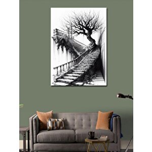Kanvas Tablo Merdiven Ve Ağaç 50x70 cm