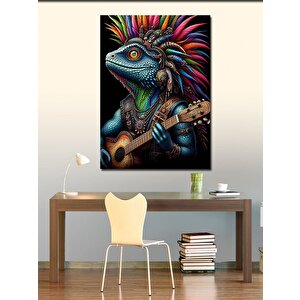 Kanvas Tablo Renkli Kertenkele Ve Gitar