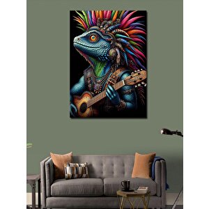 Kanvas Tablo Renkli Kertenkele Ve Gitar