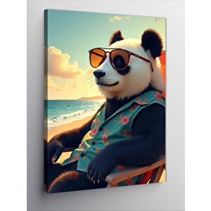 Kanvas Tablo Sahildeki Gözlüklü Panda 50x70 cm
