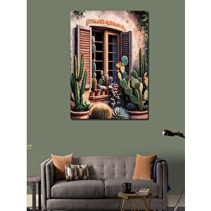 Kanvas Tablo Kaktüsler Ve Pencere 70x100 cm