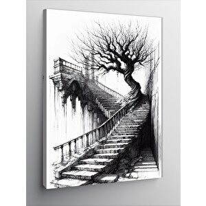 Kanvas Tablo Merdiven Ve Ağaç 100x140 cm