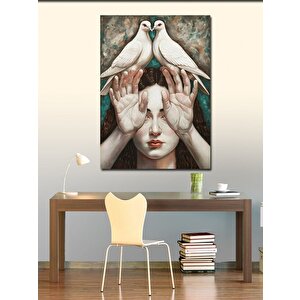 Kanvas Tablo Eller Arasında Kuşlar 70x100 cm