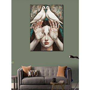 Kanvas Tablo Eller Arasında Kuşlar 70x100 cm