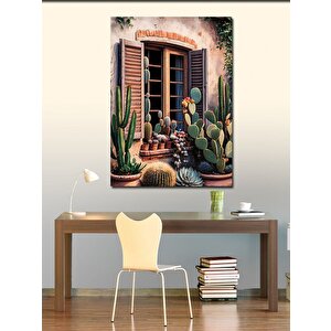 Kanvas Tablo Kaktüsler Ve Pencere 100x140 cm