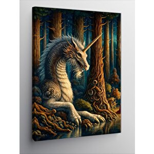 Kanvas Tablo Ormandaki Ejderha Ve Ağaçlar 70x100 cm