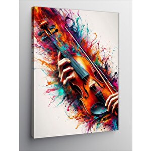Kanvas Tablo Renkli Keman 100x140 cm