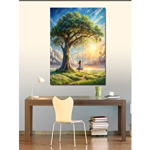 Kanvas Tablo Ağaçtan Salıncak Ve Kız 50x70 cm