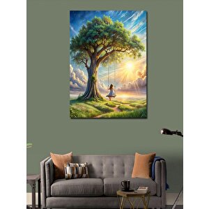 Kanvas Tablo Ağaçtan Salıncak Ve Kız 50x70 cm