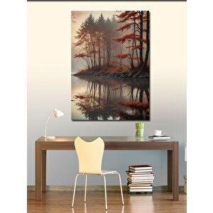 Kanvas Tablo Sonbaharda Sisli Ormandaki Ağaçlar 50x70 cm