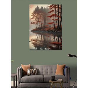 Kanvas Tablo Sonbaharda Sisli Ormandaki Ağaçlar 50x70 cm