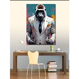 Kanvas Tablo Takım Elbiseli Goril 100x140 cm