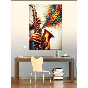 Kanvas Tablo Renkli Saksafon 100x140 cm