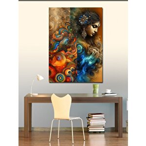Kanvas Tablo Renkli Kadın Portresi 100x140 cm