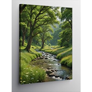 Kanvas Tablo Ormandaki Göl Ve Ağaçlar 100x140 cm