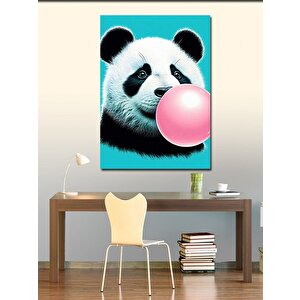 Kanvas Tablo Balon Çiğneyen Panda
