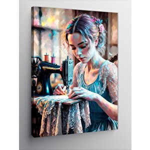 Kanvas Tablo Renkli Saçlı Kadın 70x100 cm