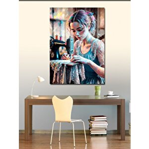 Kanvas Tablo Renkli Saçlı Kadın 70x100 cm
