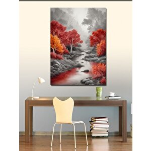 Kanvas Tablo Kırmızı Ağaçlar Ve Orman 100x140 cm