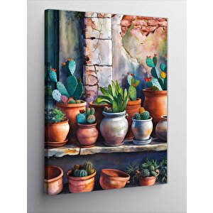 Kanvas Tablo Raftaki Kaktüsler  50x70 cm