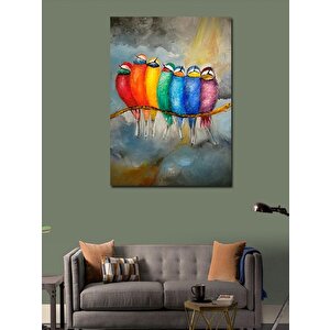 Kanvas Tablo Renkli Kuşlar 100x140 cm