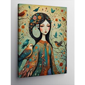Kanvas Tablo Renkli Kadın Çizimi 100x140 cm