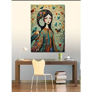 Kanvas Tablo Renkli Kadın Çizimi 100x140 cm