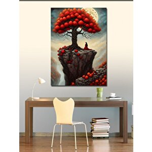 Kanvas Tablo Kırmızı Ağaçlı Dağ 100x140 cm