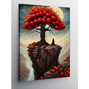 Kanvas Tablo Kırmızı Ağaçlı Dağ 70x100 cm