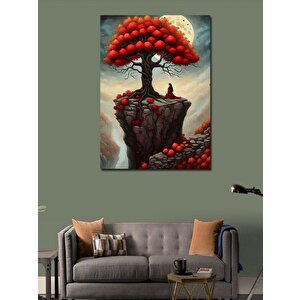 Kanvas Tablo Kırmızı Ağaçlı Dağ 70x100 cm