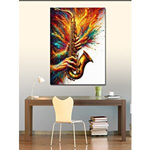 Kanvas Tablo Renkli Saksafon 100x140 cm
