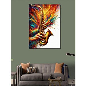 Kanvas Tablo Renkli Saksafon 100x140 cm
