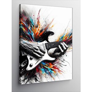 Kanvas Tablo Renkli Gitar Çizimi 100x140 cm