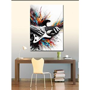 Kanvas Tablo Renkli Gitar Çizimi 100x140 cm