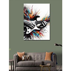 Kanvas Tablo Renkli Gitar Çizimi 100x140 cm