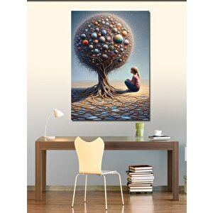 Kanvas Tablo Soyut Ağaç Ve Kız 70x100 cm