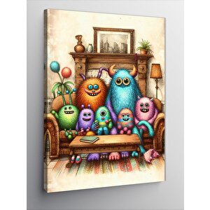 Kanvas Tablo Renkli Canavar Ailesi 70x100 cm
